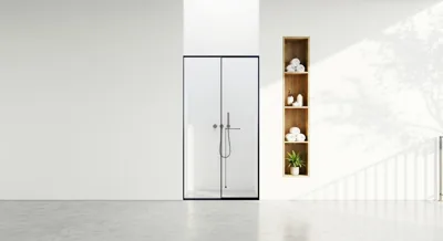 Cabin Mở Quay 1 Cánh + 1 Vách Cố Định – Ẩn Bản Lề